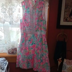 Lilly Pulitzer Pink and Green Floral Mini Dress